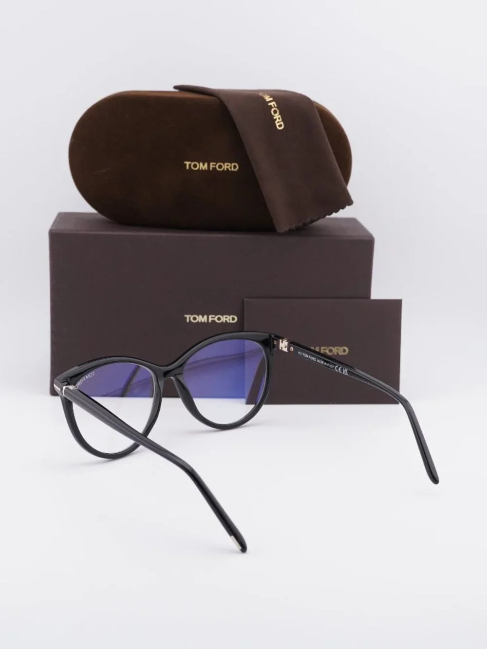 Tom Ford FT5990-B 001 Cat Eye Eyeglasses - Shiny Black 55mm